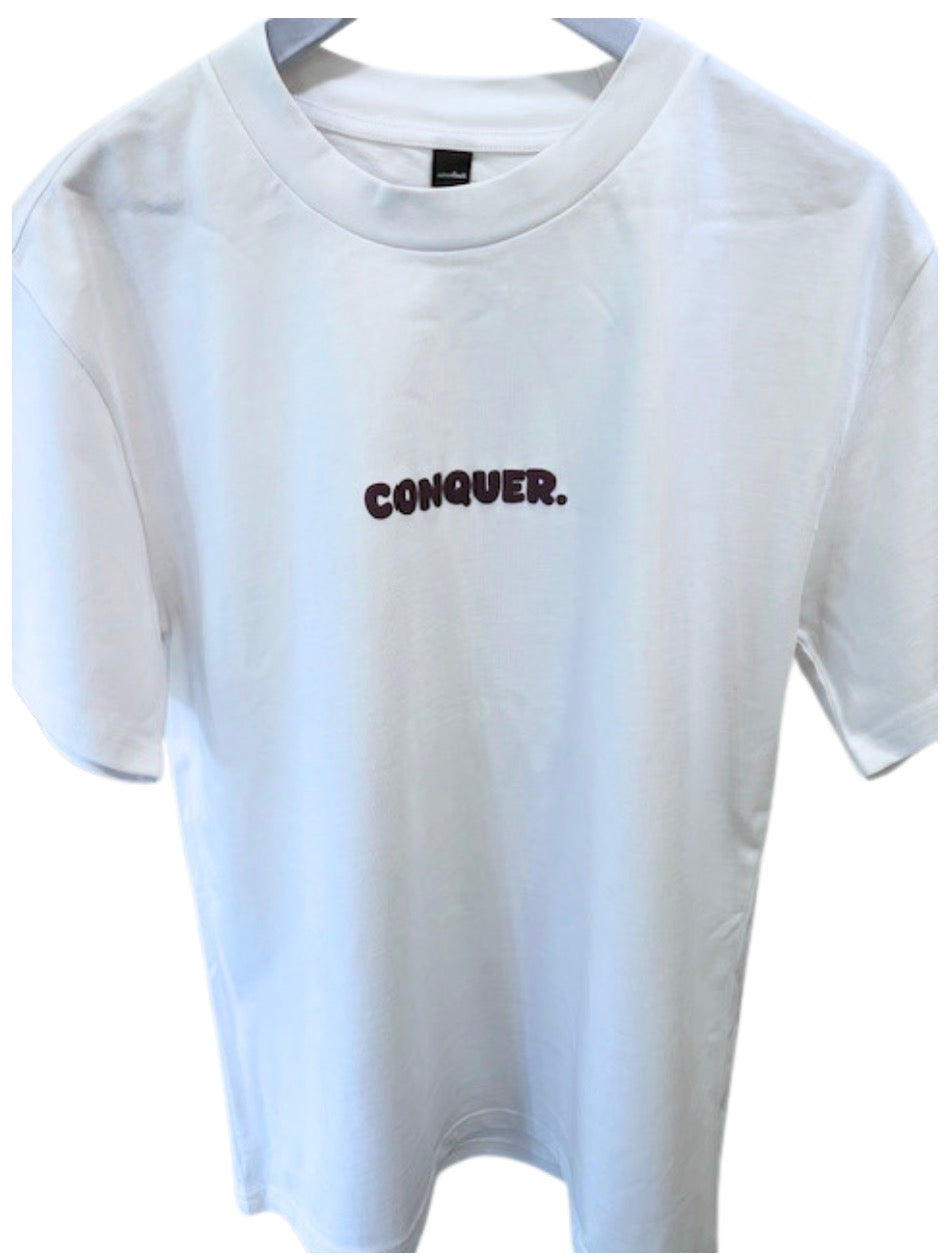 Conquer. White Tee